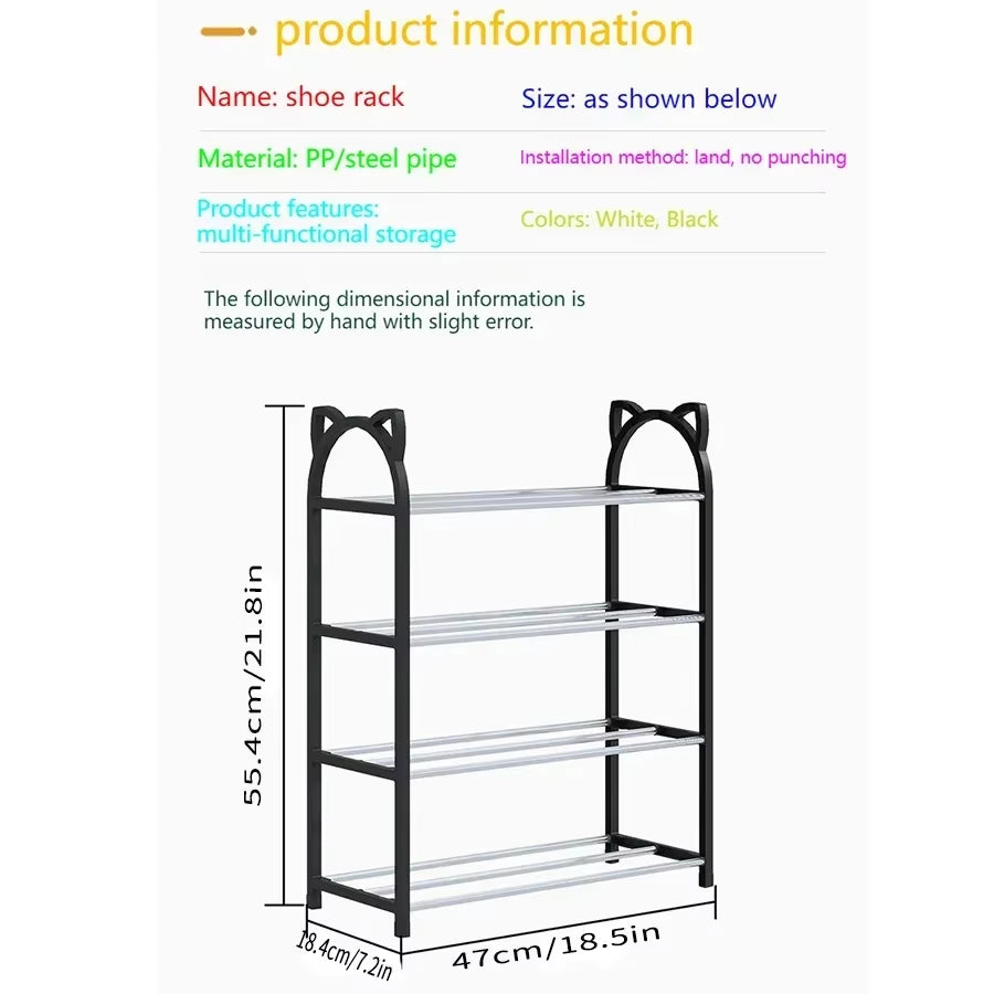 4 Layer 56*47*19Cm Household Storage Rack Simple Shoe Cabinet Shoe Storage Rack Cat Galvanized Tube Shoe Rack