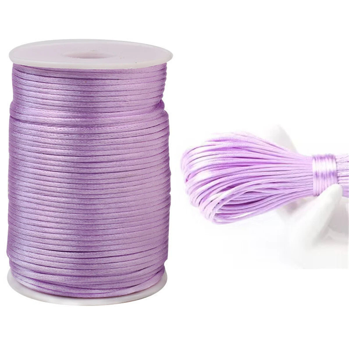 10M-100M/lot 2.5mm Colorful Nylon Black Rattail Satin Chinese Knotting Silk Macrame Cord Beading Braided Shamballa String Thread