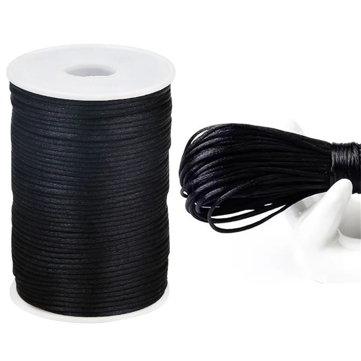10M-100M/lot 2.5mm Colorful Nylon Black Rattail Satin Chinese Knotting Silk Macrame Cord Beading Braided Shamballa String Thread