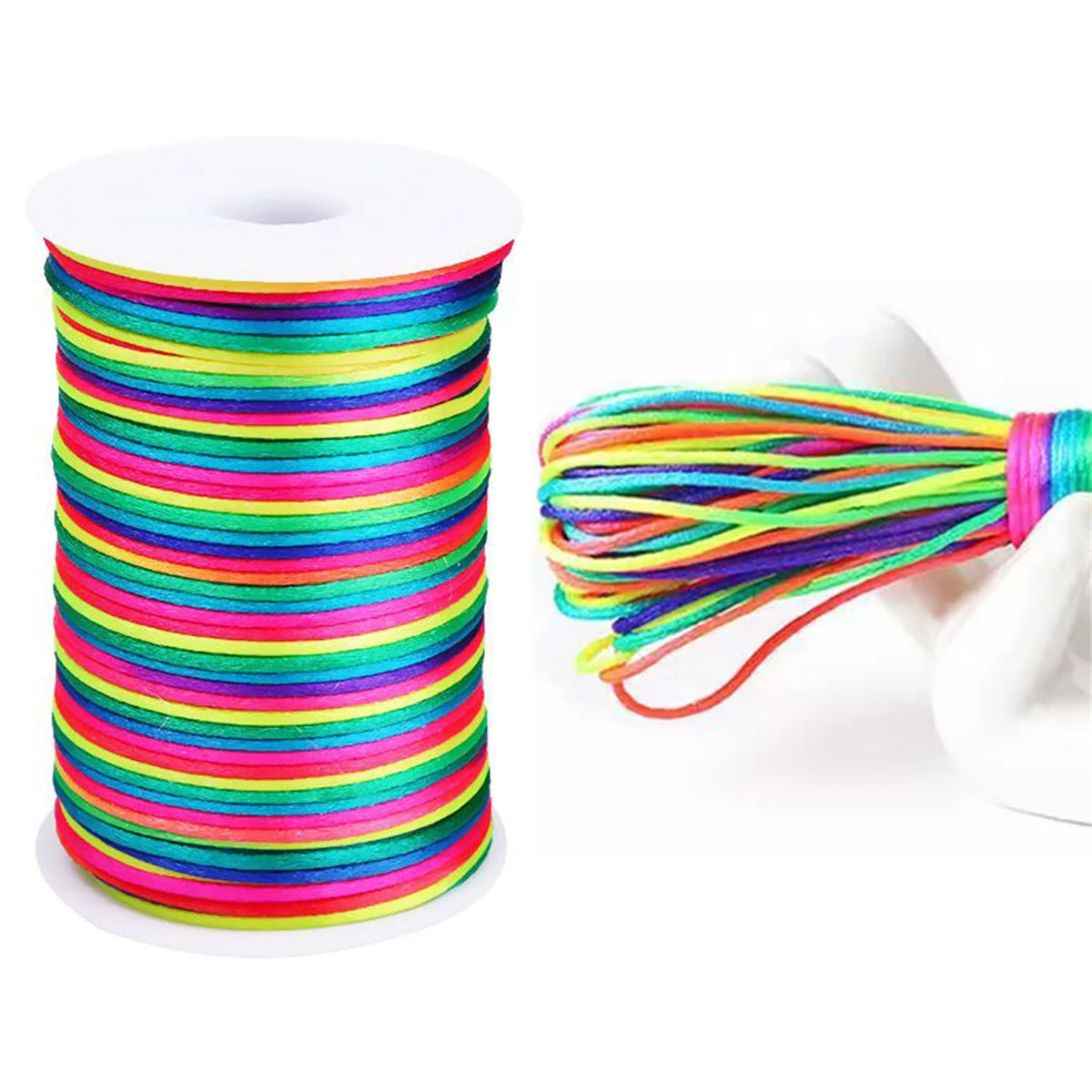10M-100M/lot 2.5mm Colorful Nylon Black Rattail Satin Chinese Knotting Silk Macrame Cord Beading Braided Shamballa String Thread