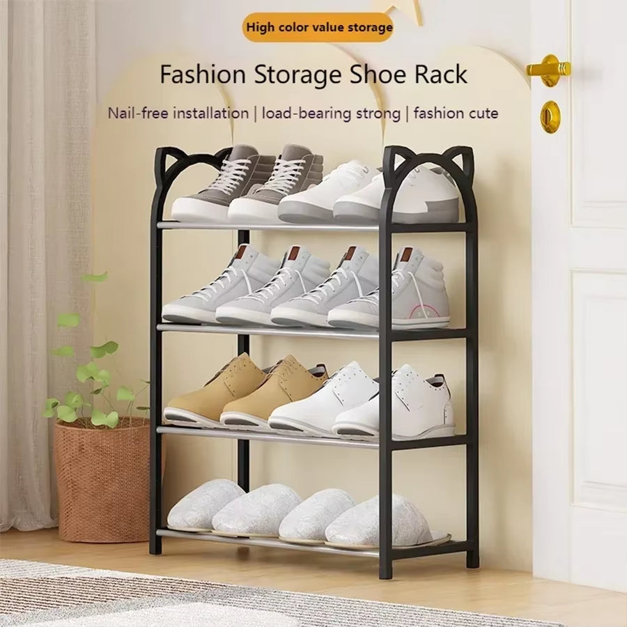 4 Layer 56*47*19Cm Household Storage Rack Simple Shoe Cabinet Shoe Storage Rack Cat Galvanized Tube Shoe Rack